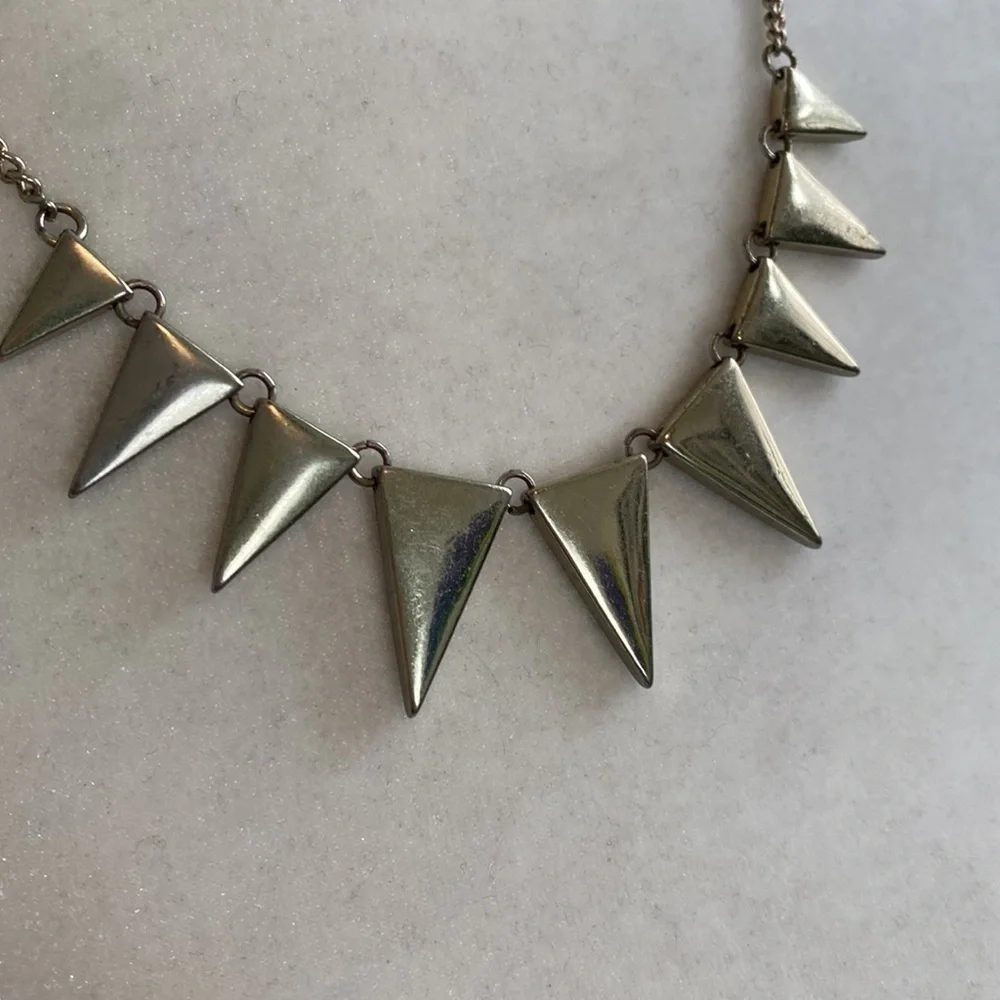 Edgy Rock Silver Tone Spike Necklace